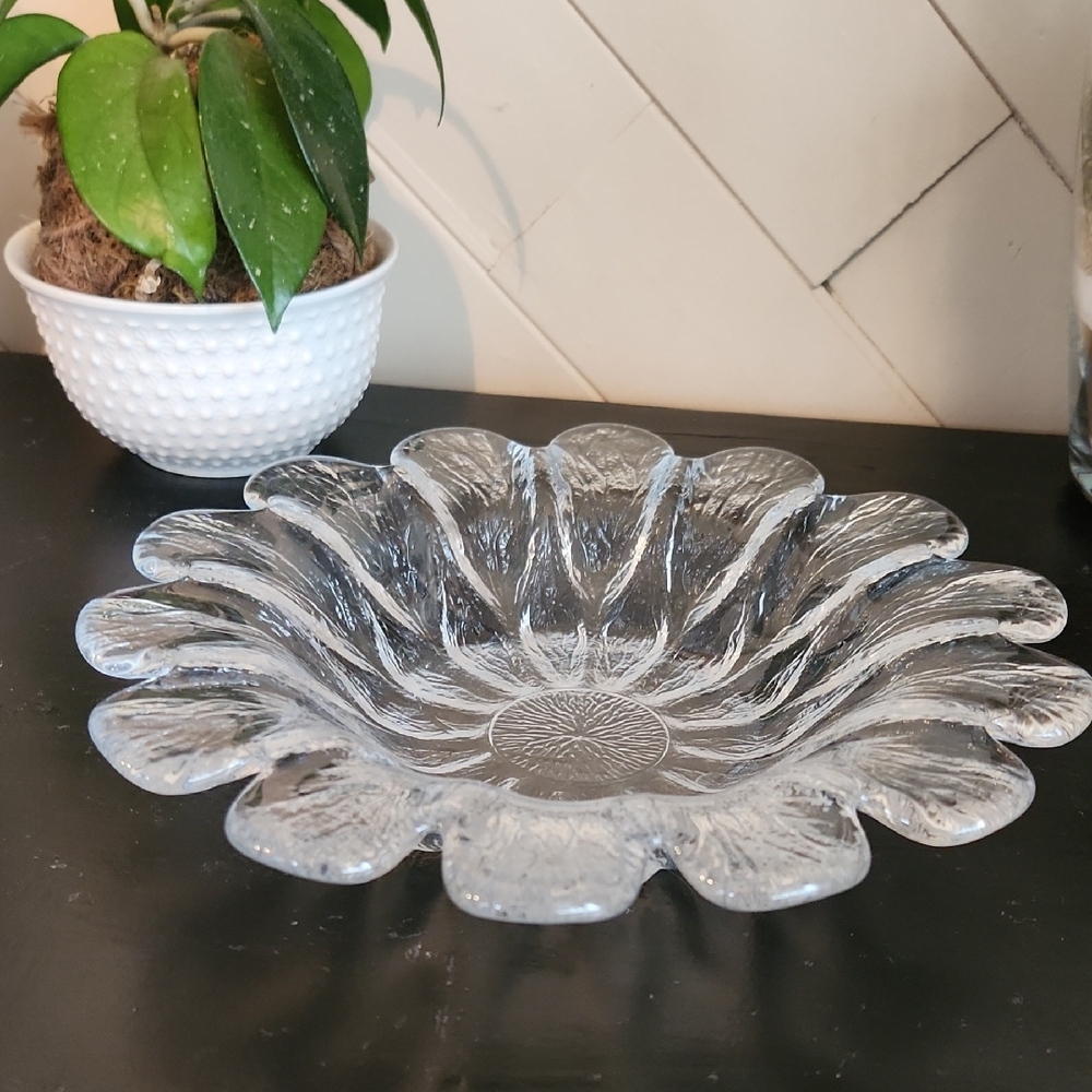 Elegant  Holmegaard  Clear Glass  Flower-Shaped Bowl